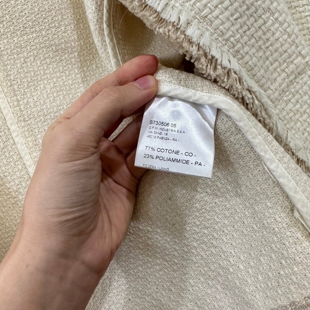 Hache Cream Tweed Blazer with Fringe Hem - Picture 6 of 9